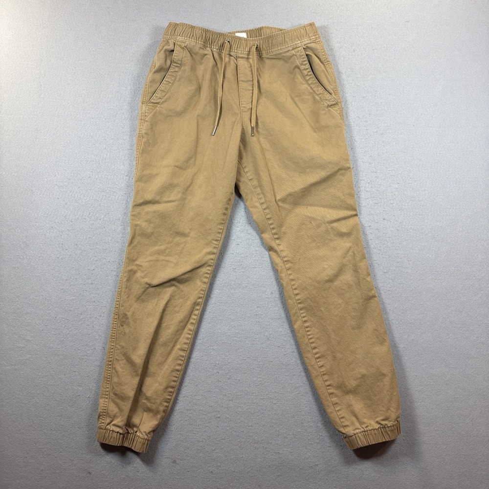 GAP Essential Jogger Pants Men's Small Tan Khaki Drawstring Stretch Chinos